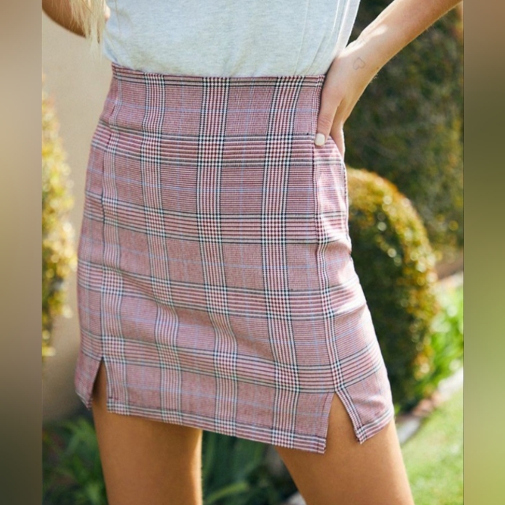 John Galt Red Plaid Cara Mini Skirt Size 6
